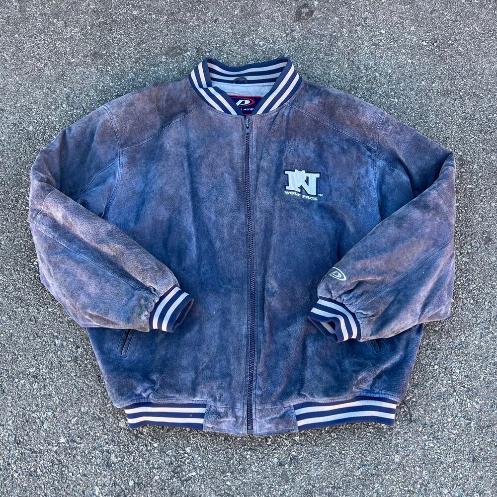 Vintage ProPlayer Wolf Pack SUEDE LEATHER Varsity Jacket XXL University Reno